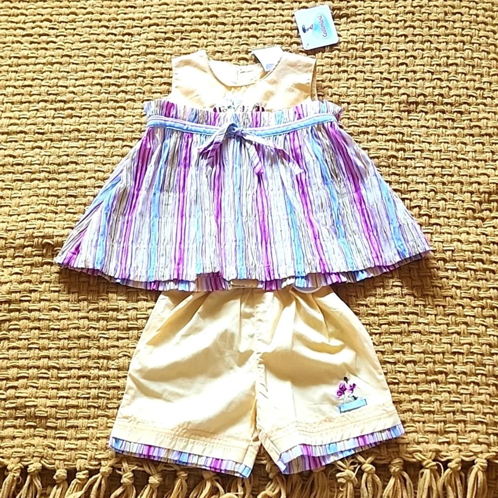 2pcCatimini,Paris, short set 6M baby girl